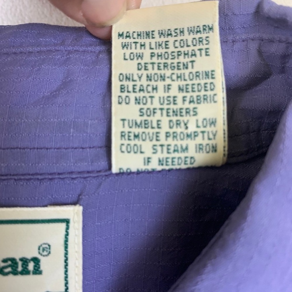 LL Bean Mens Medium Tall Purple Ripstop Nylon Fishing Hiking Long Sleeve Shirt - Picture 10 of 11